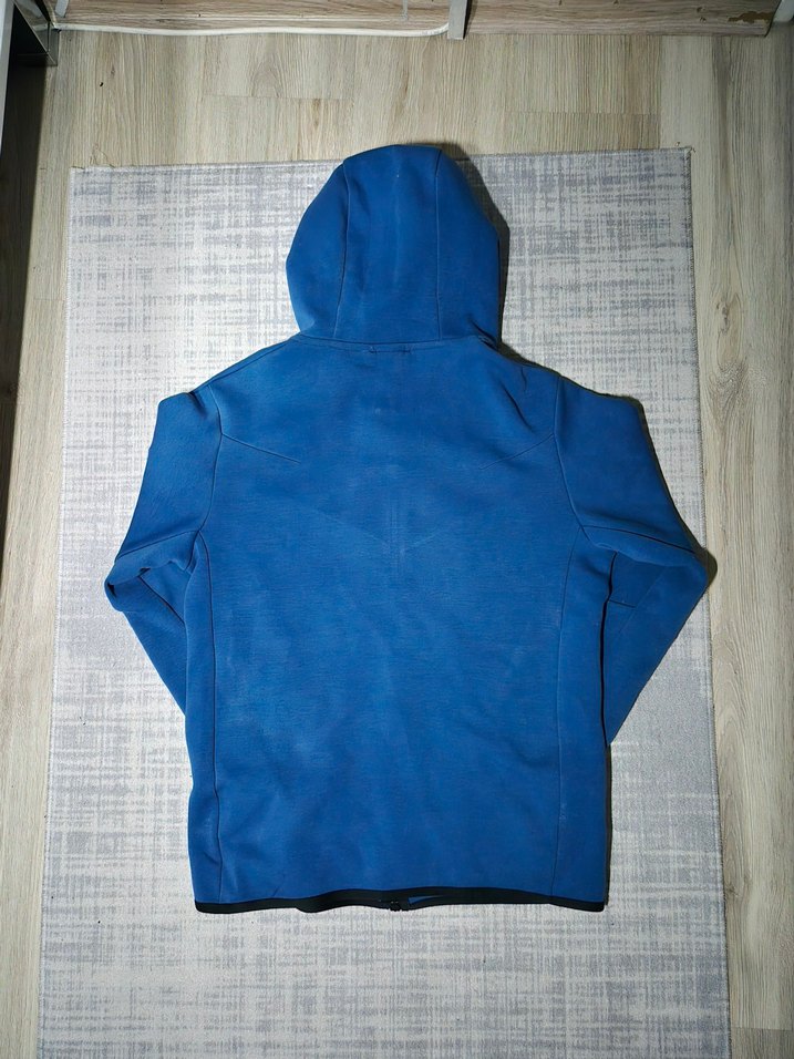 Erkek Mavi Fermuarlı Kapüşonlu Sweatshirt - Görsel 3