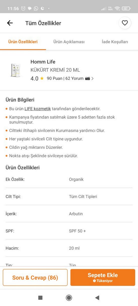Homm Life Kukürt Kremi 20 ml Akne Karşıtı - Görsel 3