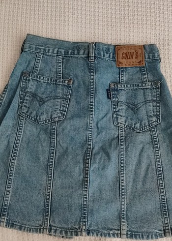 28 Beden Düğmeli Mavi Kot Mini Etek