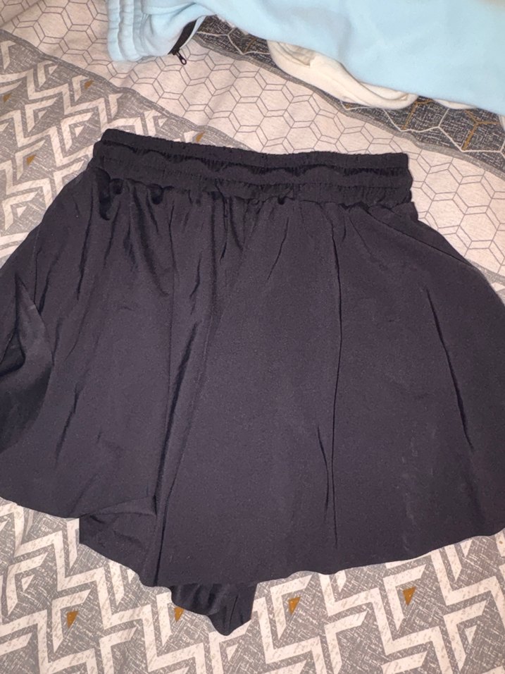 Siyah Pilili Mini Kadın Şort etek - Görsel 3