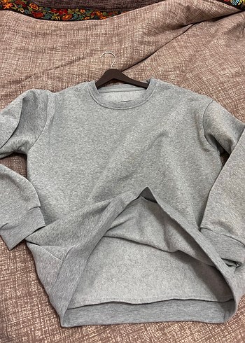 Gri Oversize Basic Sweatshirt - Görsel 3