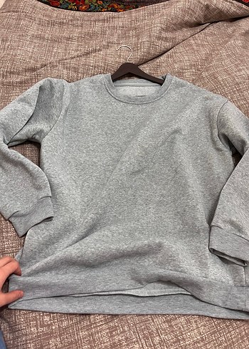 Gri Oversize Basic Sweatshirt - Görsel 5
