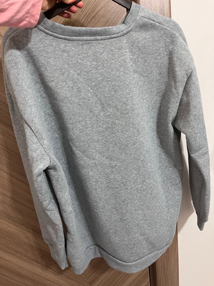 Gri Oversize Basic Sweatshirt - Görsel 2