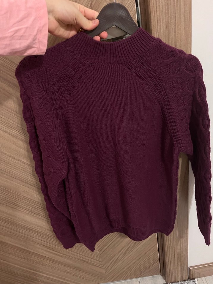 Bordo Örgü Kadın Kazak - Görsel 3