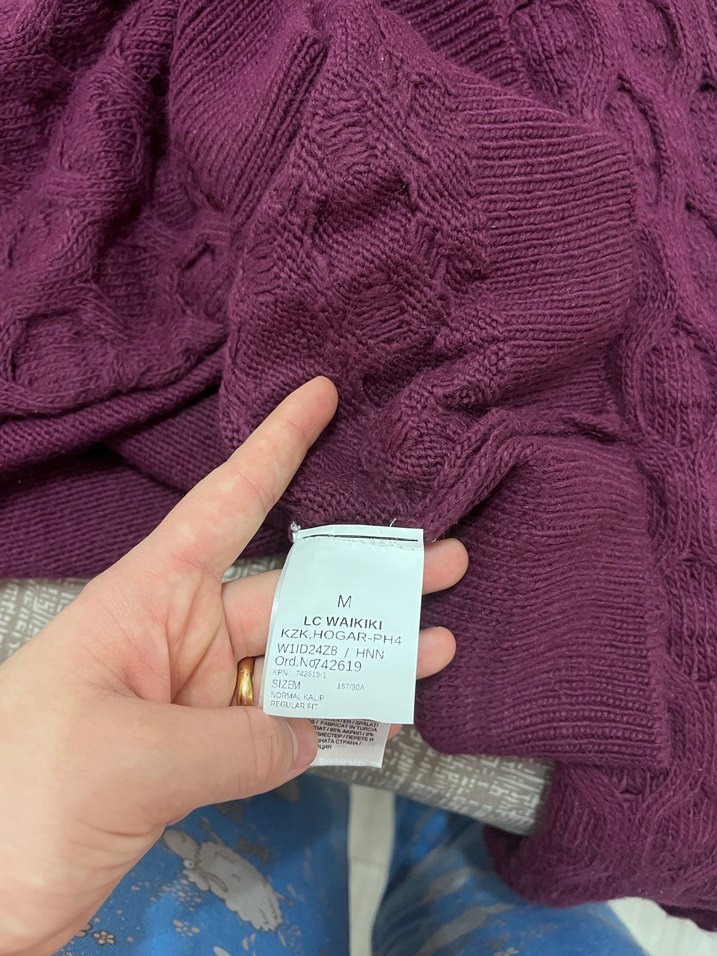 Bordo Örgü Kadın Kazak - Görsel 4