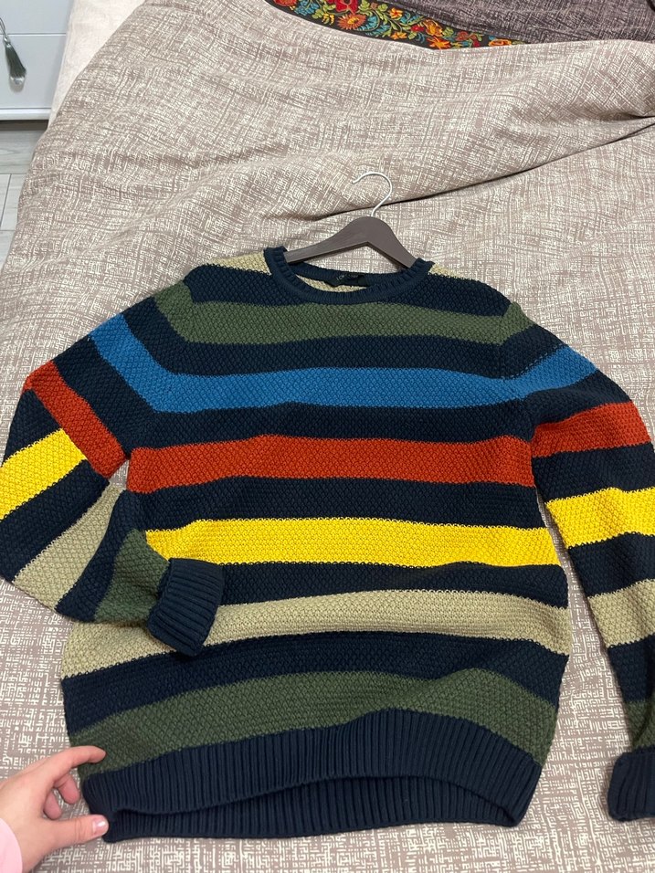 Çizgili Triko Kazak - Görsel 2