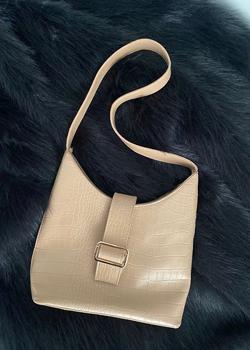 Bej Deri Kemerli Kadın Çanta - Görsel 2