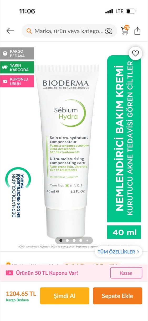 Bioderma Sebium Hydra Nemlendirici Krem 40 ml - Görsel 4