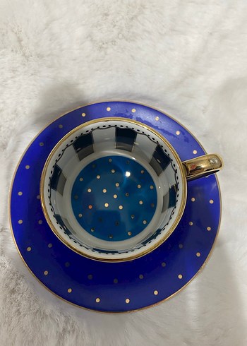 Fuşya ve saks mavi kahve fincan seti - Görsel 2