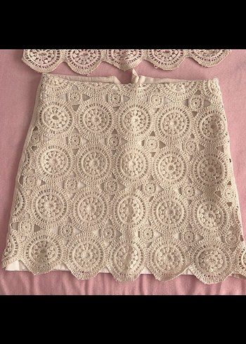 Beyaz Dantel Mini Bohem Kadın Elbise - Görsel 2