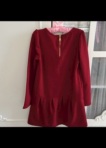 H&M Bordo Uzun Kollu Kız Çocuk Elbise