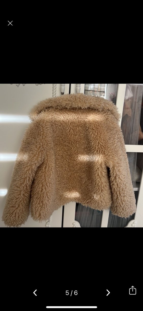 Kısa Kesim Bej Kürk çocuk mont - Görsel 4