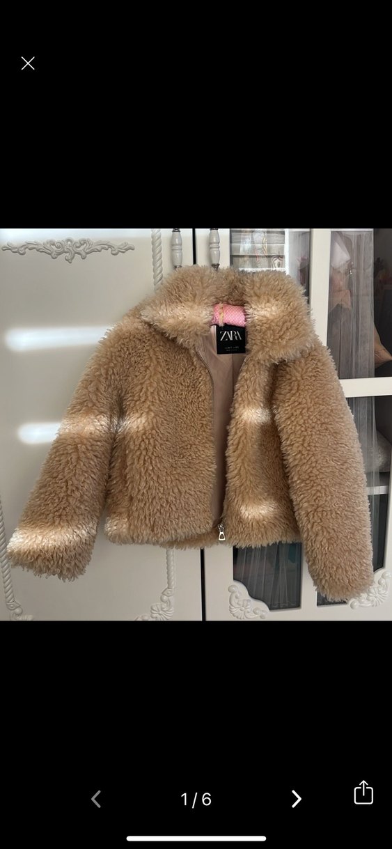 Kısa Kesim Bej Kürk çocuk mont - Görsel 2