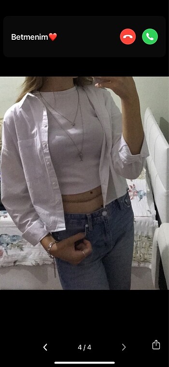 l Beden beyaz Renk Defacto crop gömlek