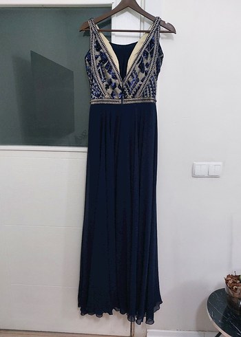 Lacivert Uzun Abiye Elbise - Görsel 5