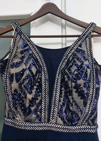 Lacivert Uzun Abiye Elbise - Görsel 2