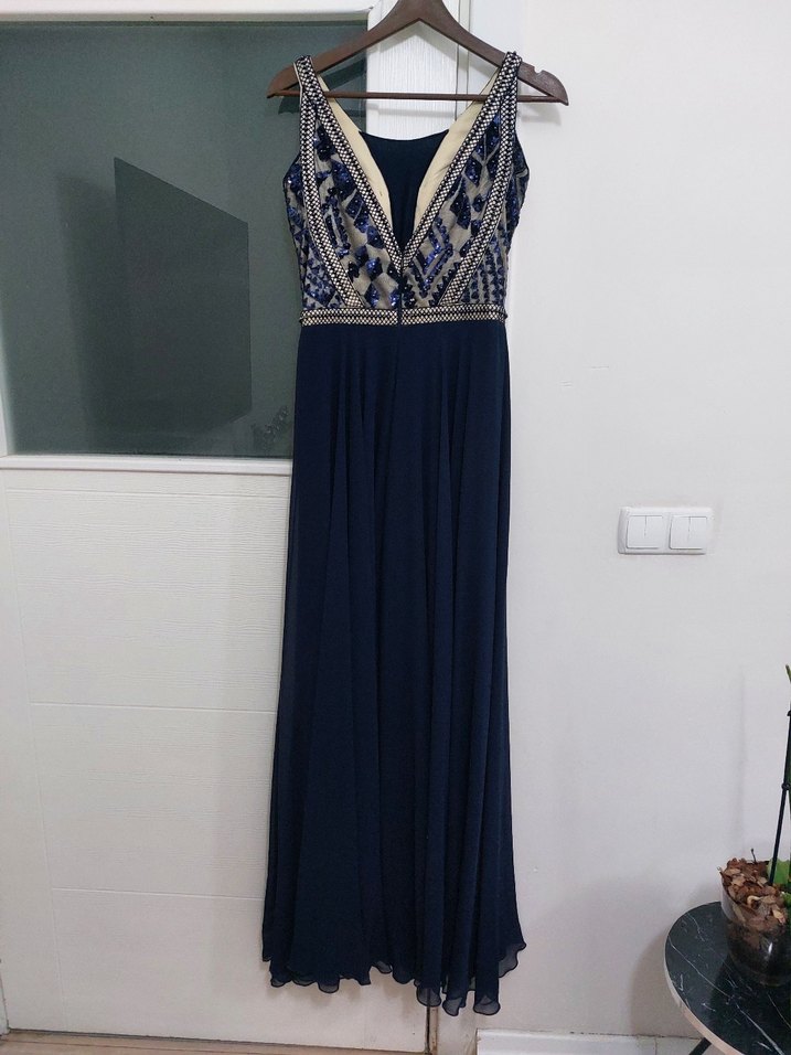 Lacivert Uzun Abiye Elbise - Görsel 5