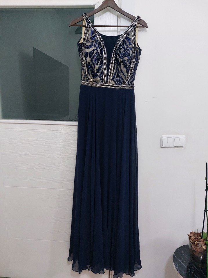 Lacivert Uzun Abiye Elbise - Görsel 4