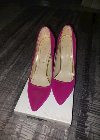 Pembe Süet Stiletto Topuklu Kadın Ayakkabı - Görsel 4