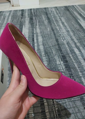 Pembe Süet Stiletto Topuklu Kadın Ayakkabı - Görsel 3