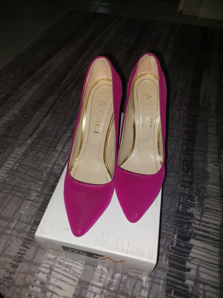 Pembe Süet Stiletto Topuklu Kadın Ayakkabı - Görsel 4