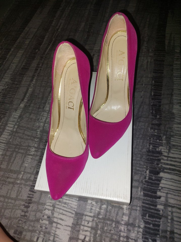 Pembe Süet Stiletto Topuklu Kadın Ayakkabı - Görsel 2