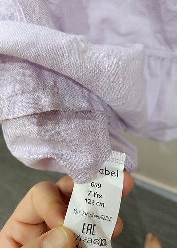7 Yaş Beden Kız Çocuk Lila Keten Fırfırlı Askılı Elbise