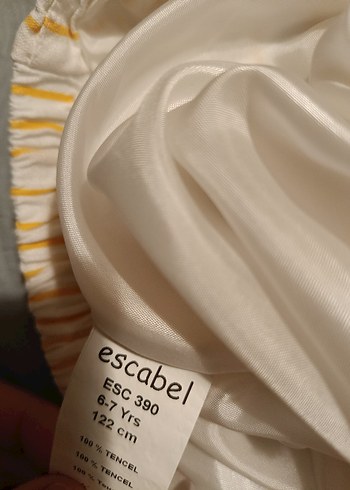 7 Yaş Beden sarı Renk Sarı Çizgili Keten kız pantolon.