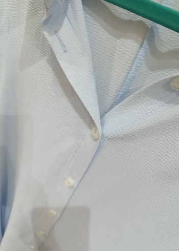 Mavi Keten Düğmeli Kadın Gömlek - Görsel 2