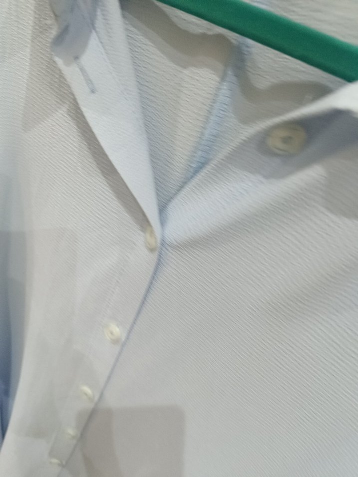 Mavi Keten Düğmeli Kadın Gömlek - Görsel 3