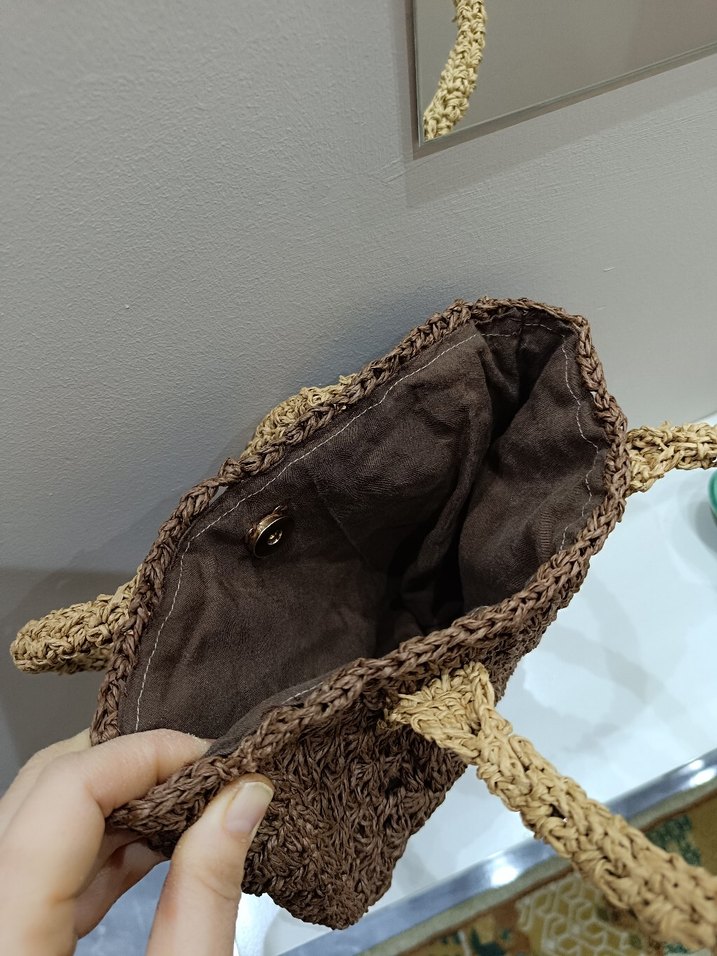 Hasır  Örgü Kadın Çanta - Kahverengi - Görsel 2