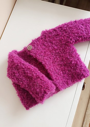 Mor Örgü Kız Çocuk Hırkası - Görsel 3