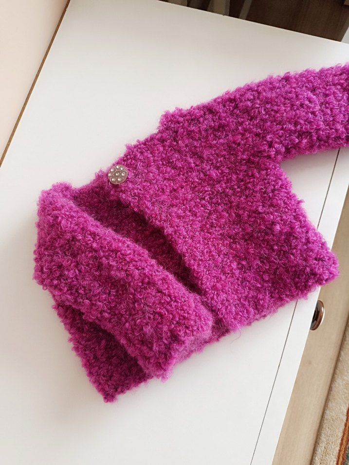 Mor Örgü Kız Çocuk Hırkası - Görsel 3