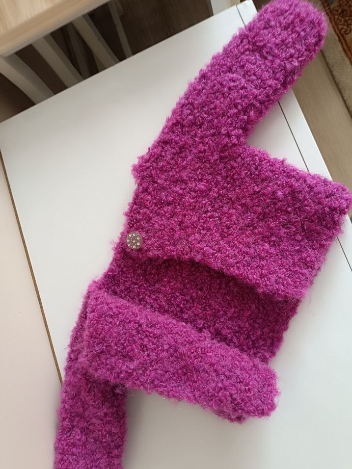 Mor Örgü Kız Çocuk Hırkası - Görsel 2