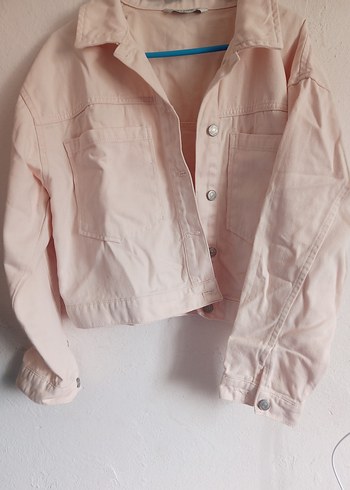 Krem Kadın Düğmeli Denim Ceket