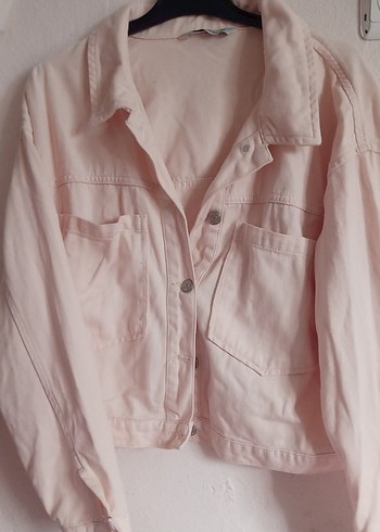 l Beden Krem Kadın Düğmeli Denim Ceket