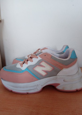 Pembe Platform Topuklu Bağcıklı Spor Ayakkabı