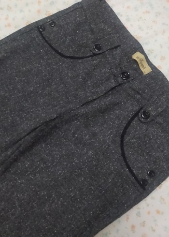 Zara Düğmeli Gri Kadın Kumaş Pantolon