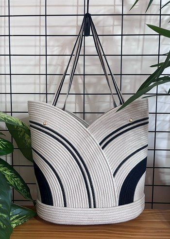 Bohem Zebra Desenli Beyaz Plaj Çantası - Görsel 4