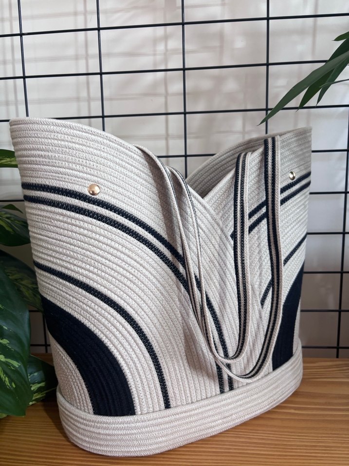 Bohem Zebra Desenli Beyaz Plaj Çantası - Görsel 2