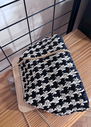 Bohem Örgü kaz ayağı Desenli Kadın El Çantası - Görsel 3