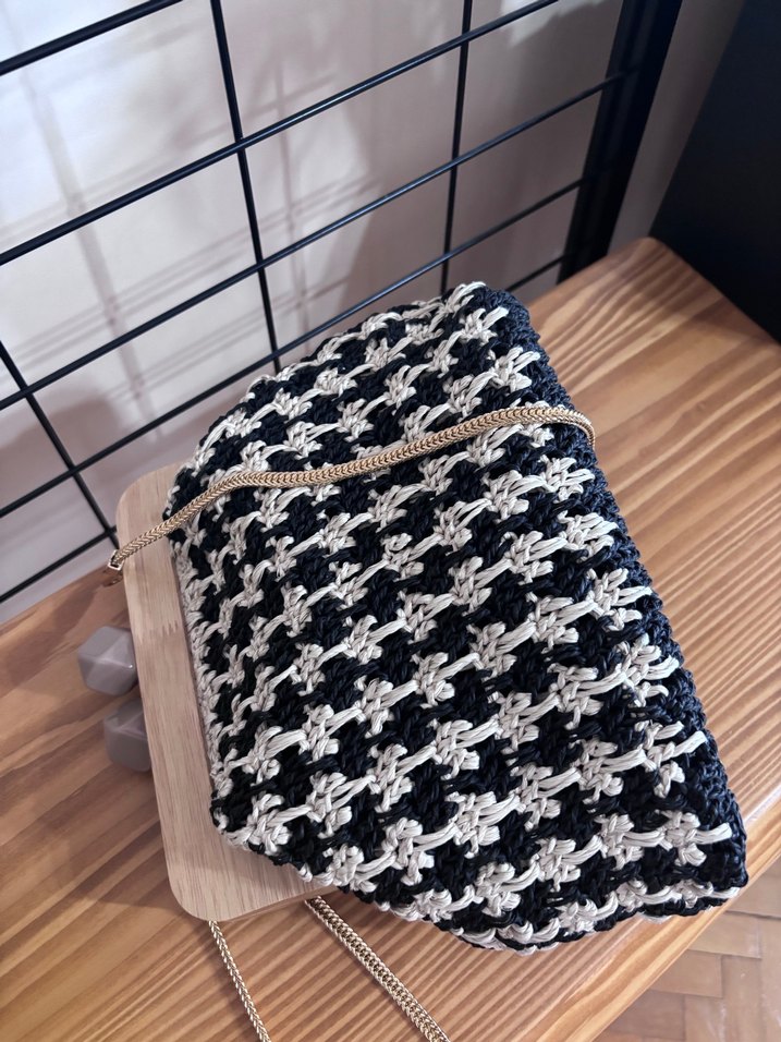 Bohem Örgü kaz ayağı Desenli Kadın El Çantası - Görsel 3