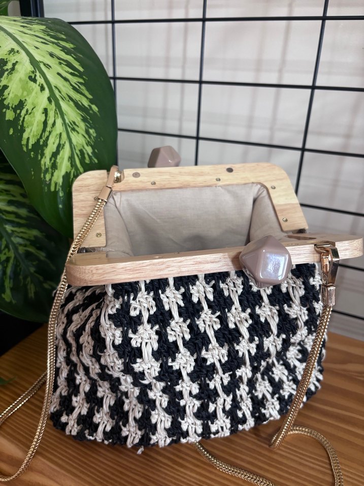 Bohem Örgü kaz ayağı Desenli Kadın El Çantası - Görsel 4