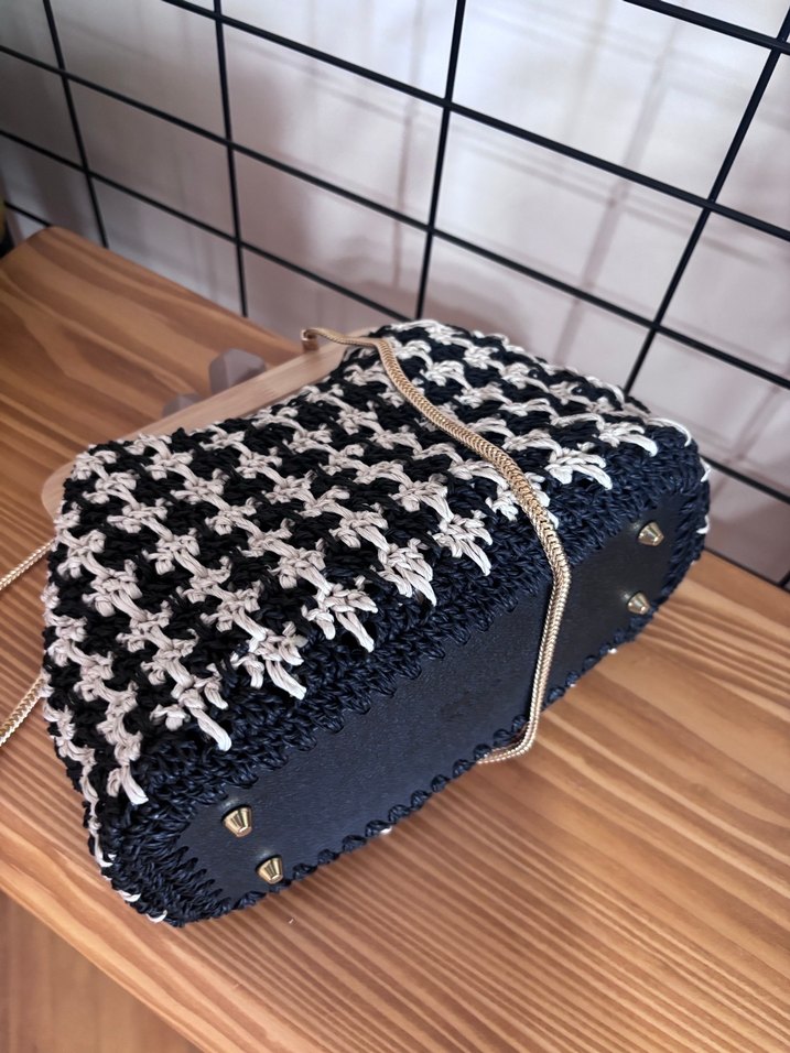 Bohem Örgü kaz ayağı Desenli Kadın El Çantası - Görsel 2