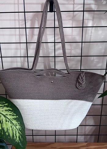 Gri Beyaz Plaj Çantası - Görsel 3
