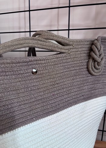 Gri Beyaz Plaj Çantası - Görsel 4