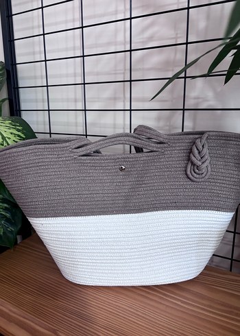 Gri Beyaz Plaj Çantası - Görsel 2