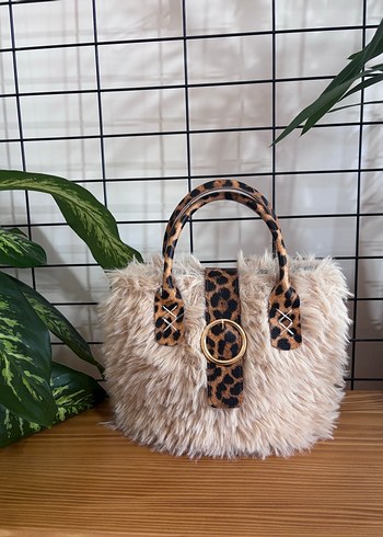 Kürk Detaylı Leopar Desenli Kadın Çanta - Görsel 2