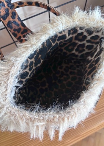 Kürk Detaylı Leopar Desenli Kadın Çanta - Görsel 5