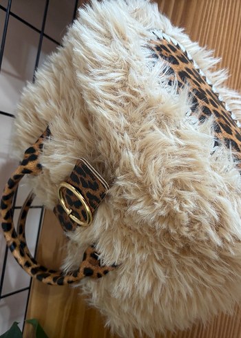 Kürk Detaylı Leopar Desenli Kadın Çanta - Görsel 4